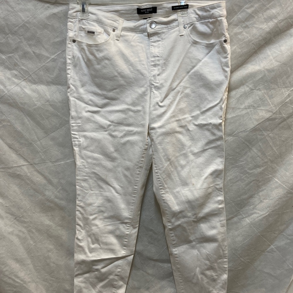 NineWest  white gramercy skinny ankle jeans sz 14